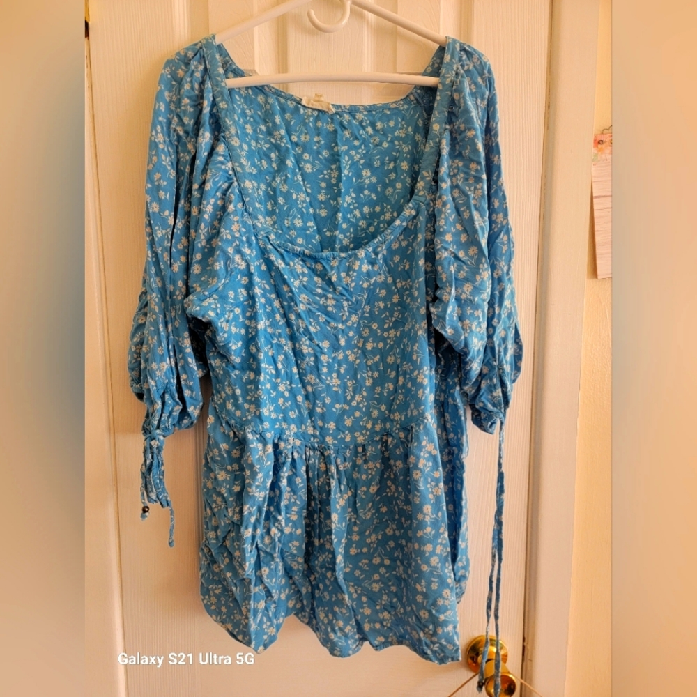 Romantic Gypsy, light blue long sleeve 3x blouse